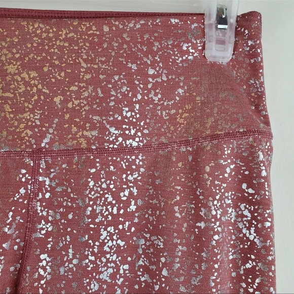 Sweaty Betty Disco Metallic Leggings Size XXS Red Pink Terrazzo Foil Full Length - Picture 8 of 9